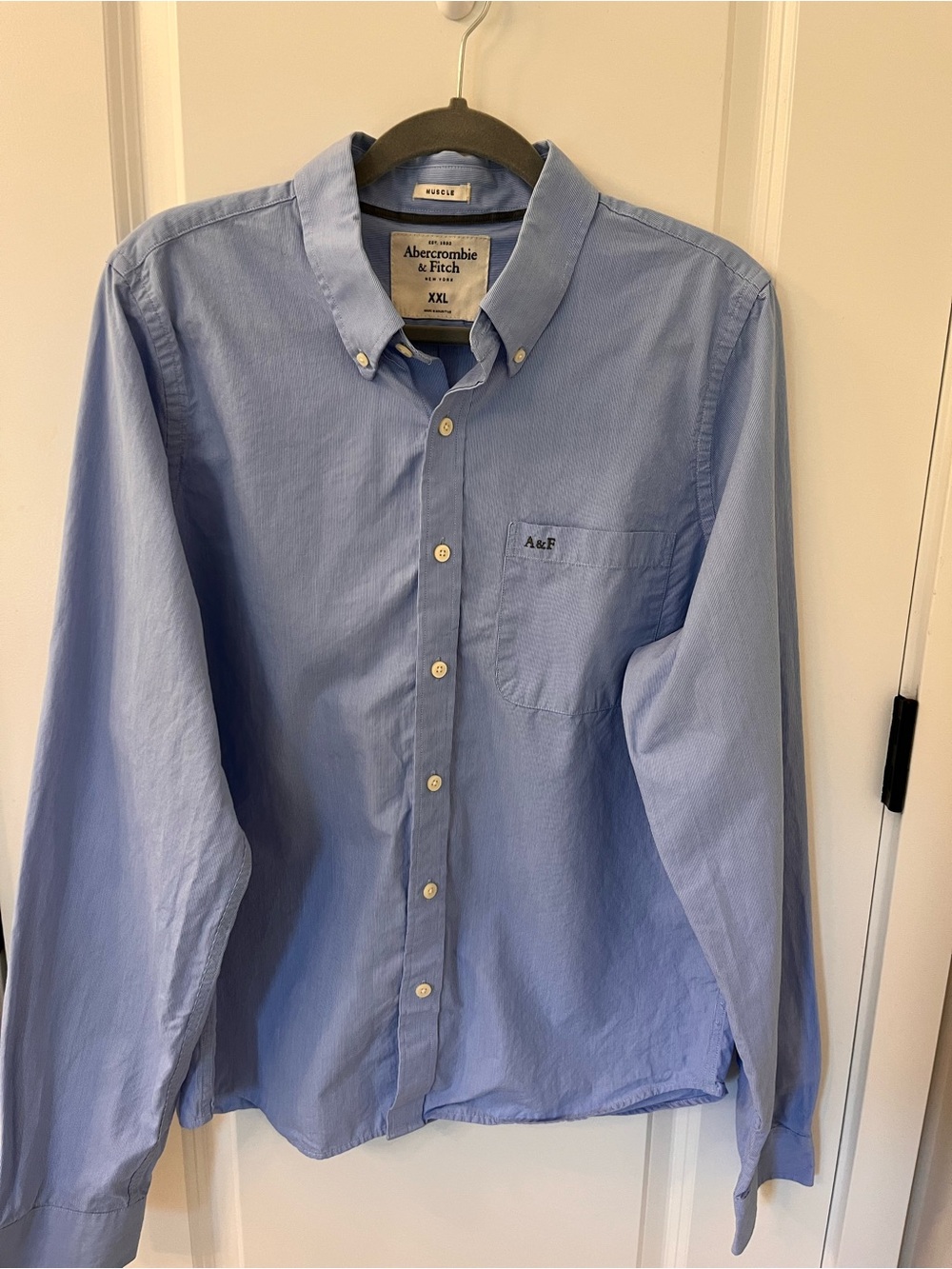 Abercrombie & Fitch Men's Sky Blue Button-Down Shirt